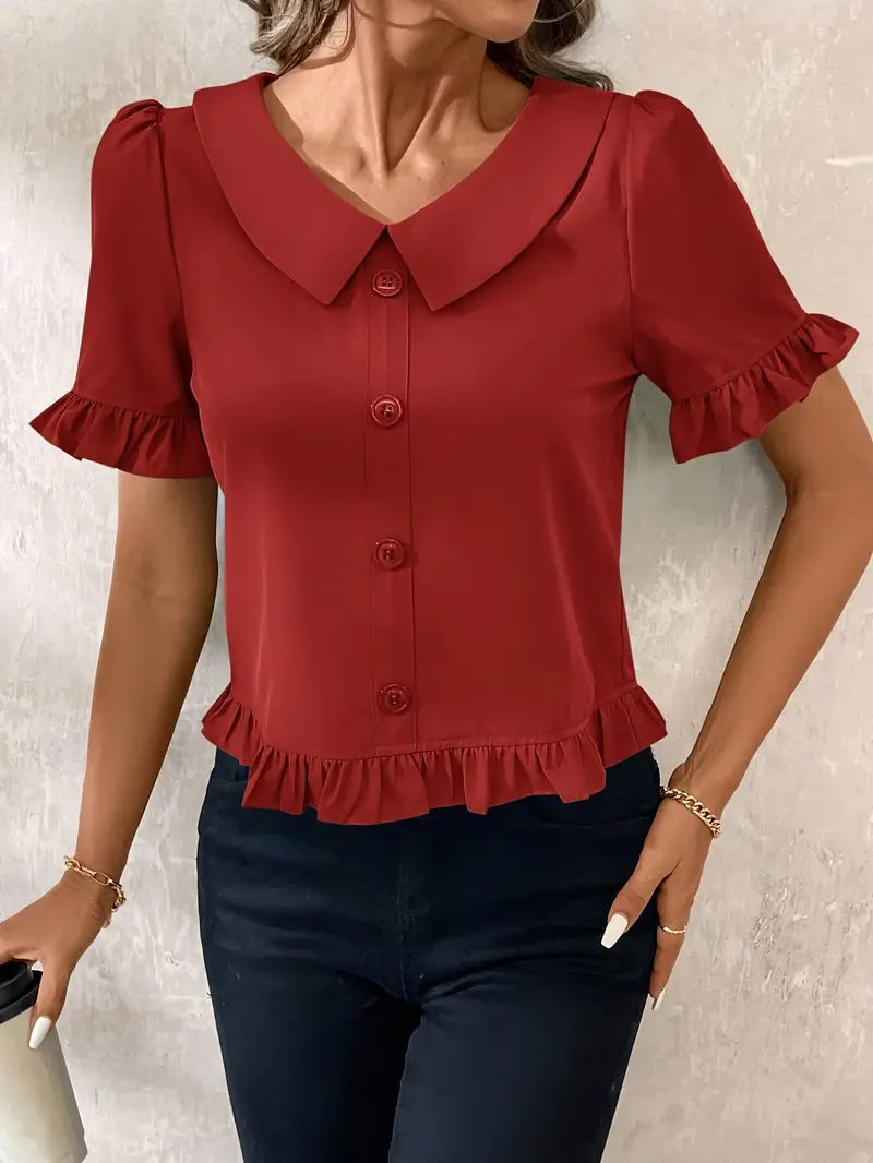 Foteini - Blusa Elegante de Manga Corta