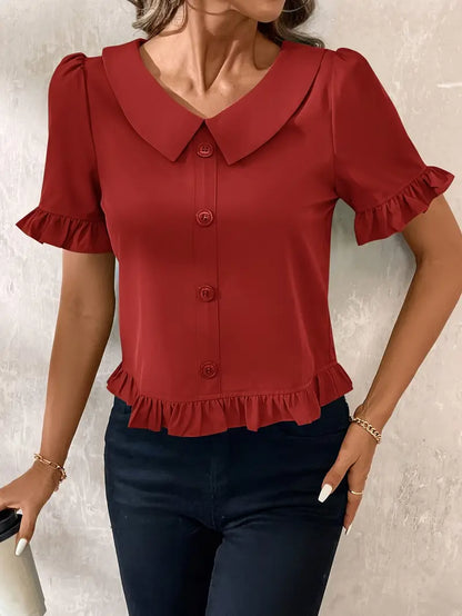Foteini - Blusa Elegante de Manga Corta