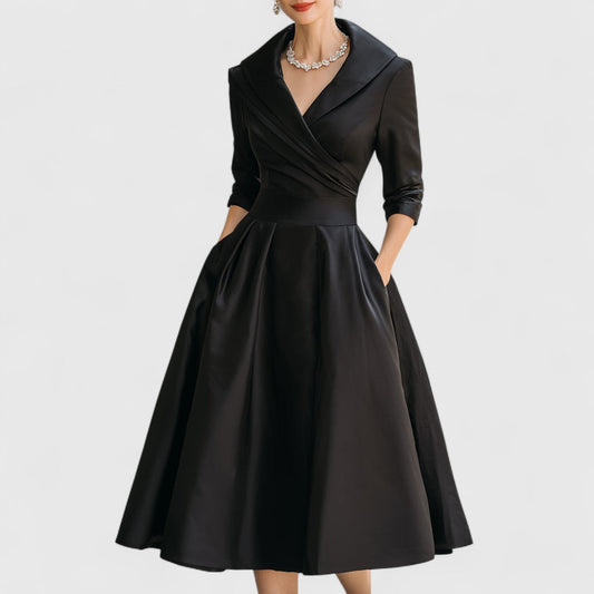 CHARLOTTE – VESTIDO MIDI A-LINE CON ESCOTE EN V ELEGANTE