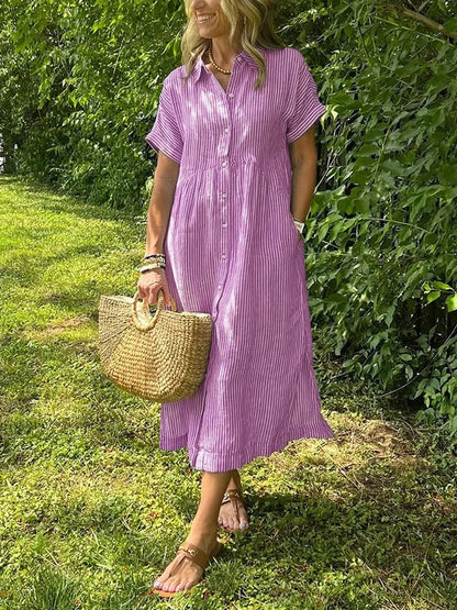 CLAIRE – VESTIDO CAMISERO A RAYAS SIN ESFUERZO