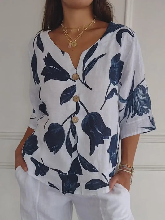 Sanne™ | Blusa de Botones Floral
