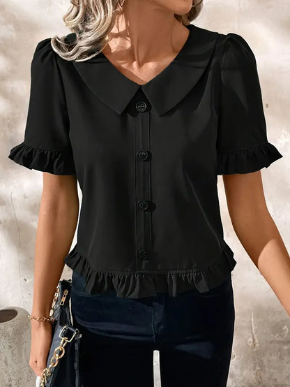 Foteini - Elegante Blusa de Manga Corta