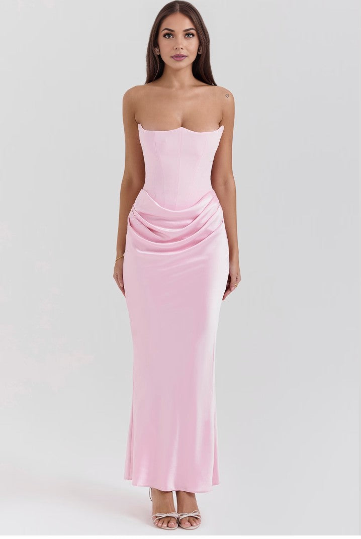 Paloma - Vestido Maxi Elegante de Satén Sin Mangas