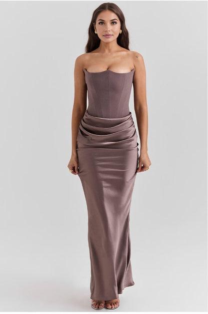 Paloma - Elegante Vestido Maxi Sin Mangas de Satén