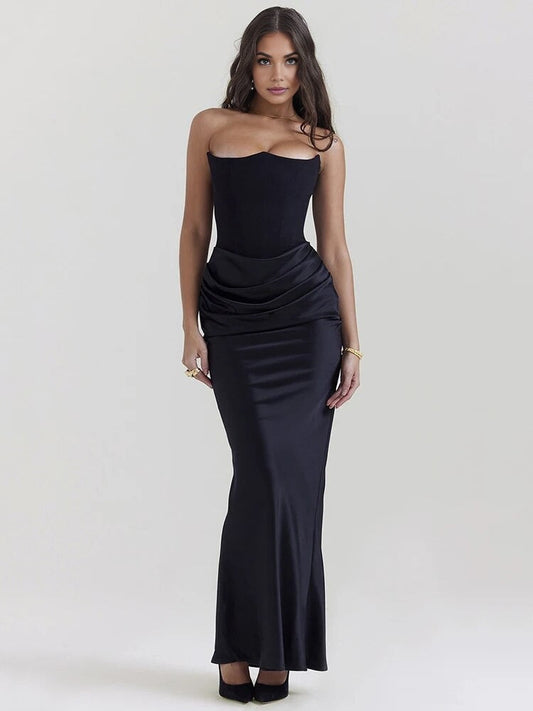 Paloma - Elegante Vestido Maxi Sin Mangas de Satén
