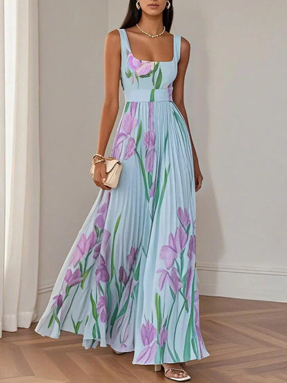 Vestido Largo Plisado en Muselina - Elegancia Atemporal