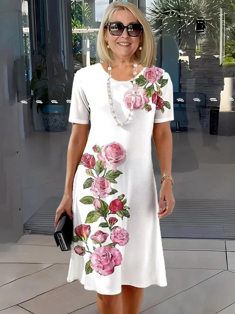 Rosara - Vestido Medio Suelto Impreso y Cómodo