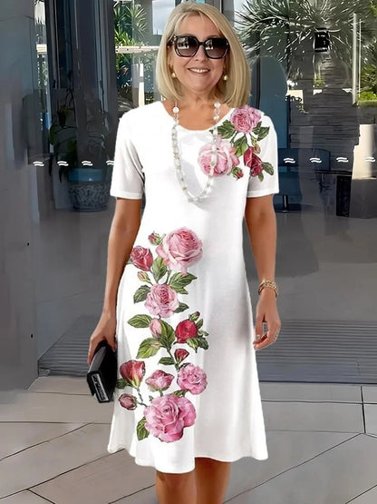 Rosara - Vestido Medio Suelto Impreso y Cómodo