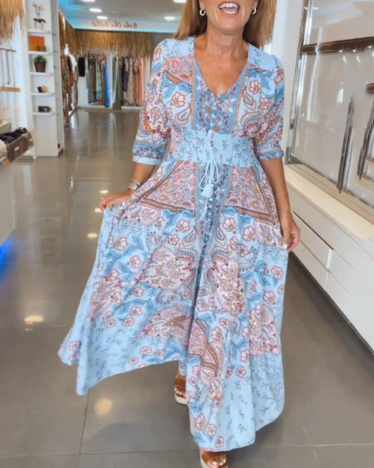ELENA – VESTIDO MÁXIMO DE FLORES JUGUETONAS