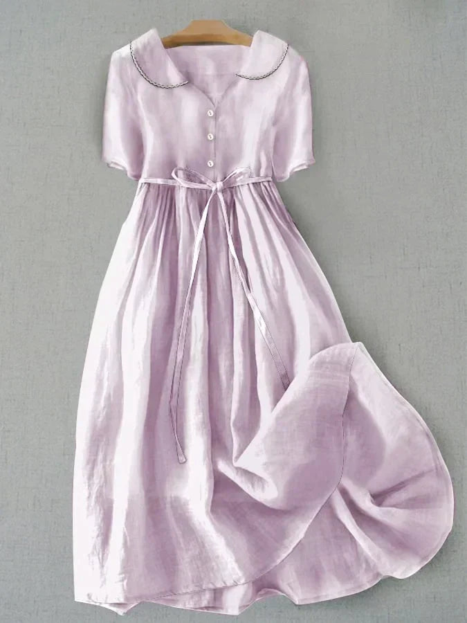 Isla - Vestido de Lino y Algodón Elegante de Manga Media