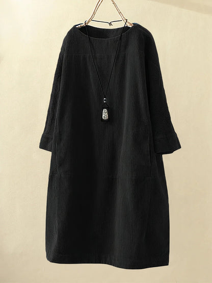Alexis - Vestido Relajado de Pana Vintage