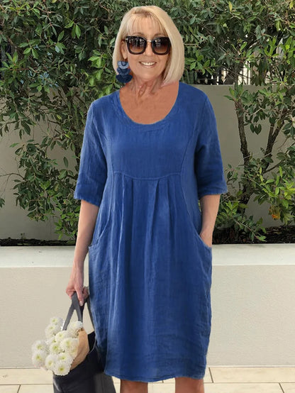 Noara - Vestido Túnica de Algodón Casual con Bolsillos