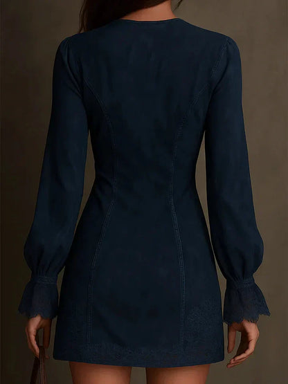 Mirunea | Vestido Corto con Encaje Artístico