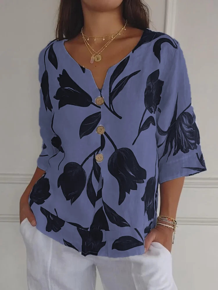 Sanne™ | Blusa de Botones Floral