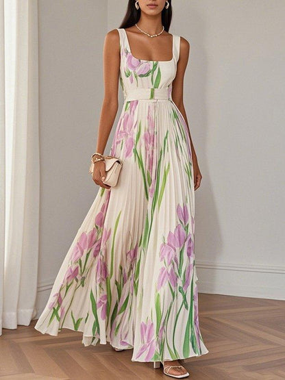 Vestido Largo Plisado en Muselina - Elegancia Atemporal