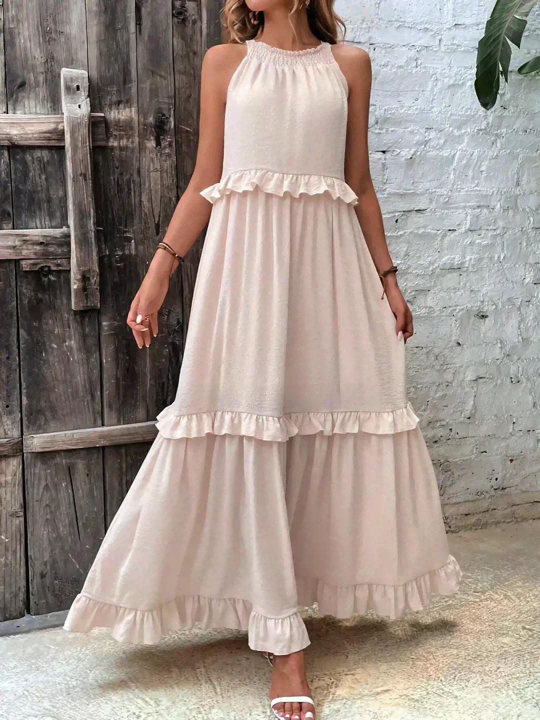 Landry - Vestido sin mangas con volantes chic