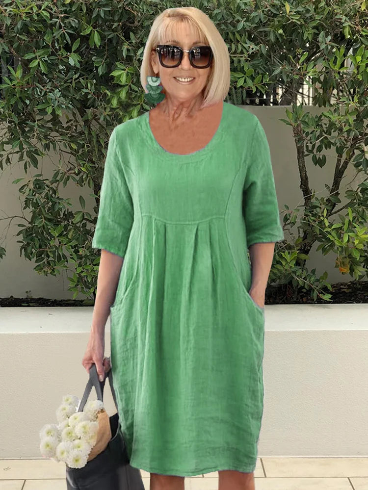 Noara - Vestido Túnica de Algodón Casual con Bolsillos