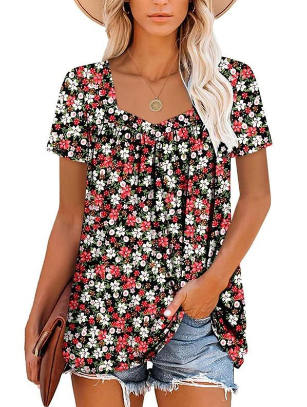 VICKY | TOP CON MANGAS CORTAS Y ESTAMPADO