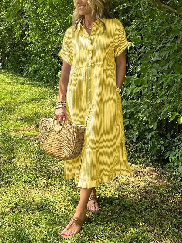 CLAIRE – VESTIDO CAMISERO A RAYAS SIN ESFUERZO