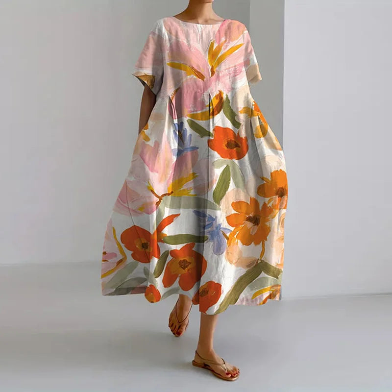 Wren - Vestido Fluido de Impresión de Flores Frescas Elegante