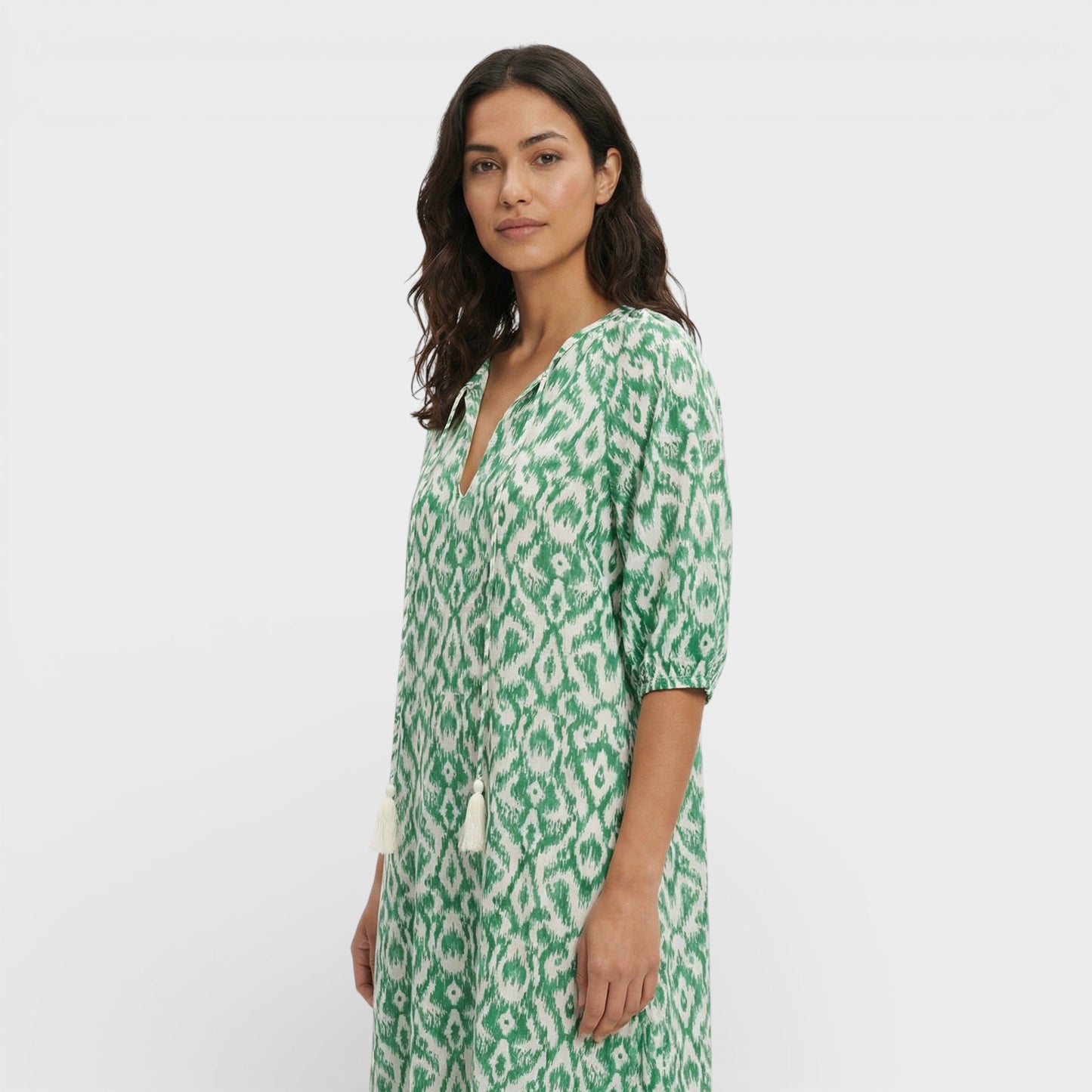 Vestido Maxi Boho Escote Pico