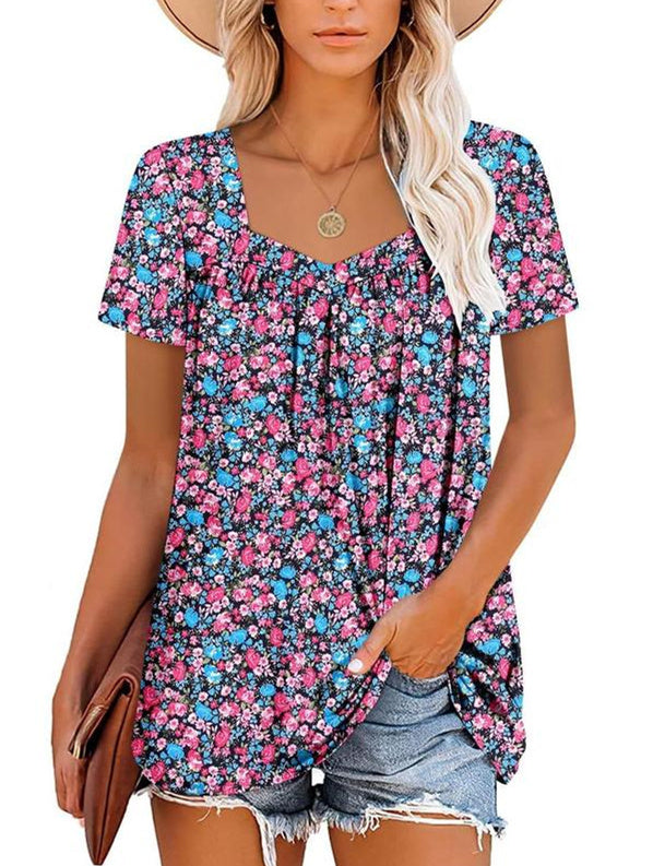 VICKY | TOP CON MANGAS CORTAS Y ESTAMPADO
