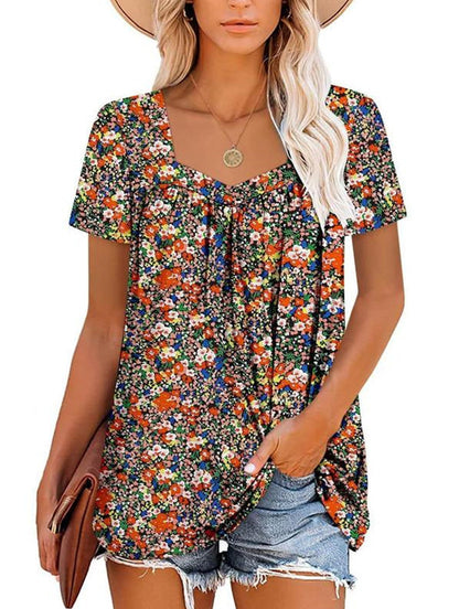 VICKY | TOP CON MANGAS CORTAS Y ESTAMPADO