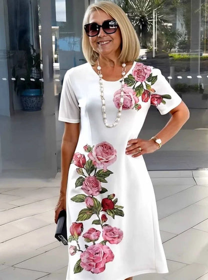 Rosara - Vestido Medio Suelto Impreso y Cómodo