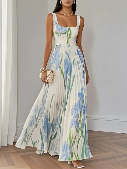 Vestido Largo Plisado en Muselina - Elegancia Atemporal
