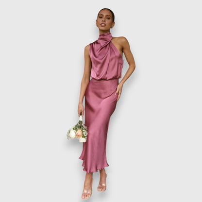 Daisy | Elegante Vestido de Satén con Cuello Halter