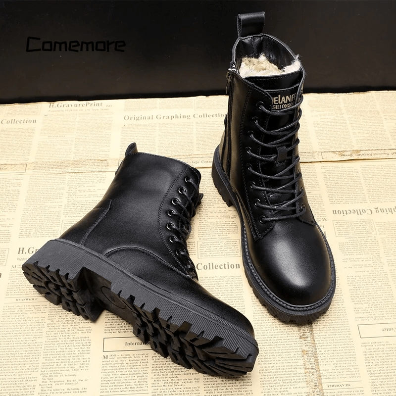 Botas de Cuero Negro Pulido