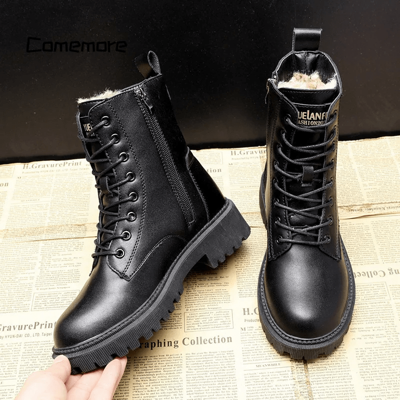 Botas de Cuero Negro Pulido