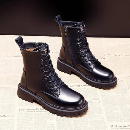Botas de Cuero Negro Brillante