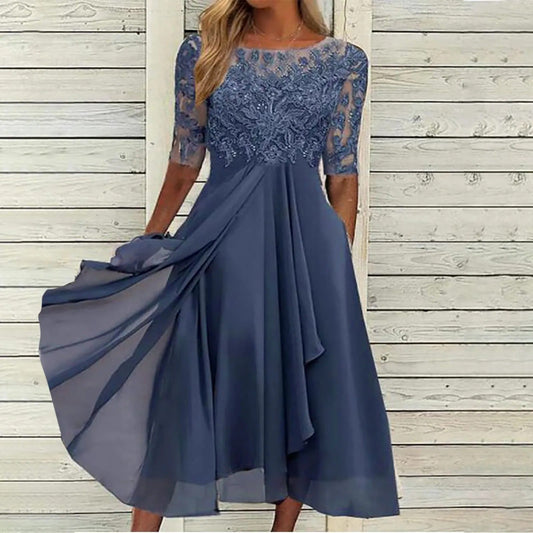 Scarlett™ - Vestido Midi con Mangas de Encaje