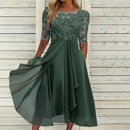 Scarlett™ - Vestido Midi con Mangas de Encaje