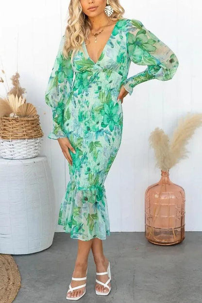 Isla - Vestido Midi con Volantes Florales