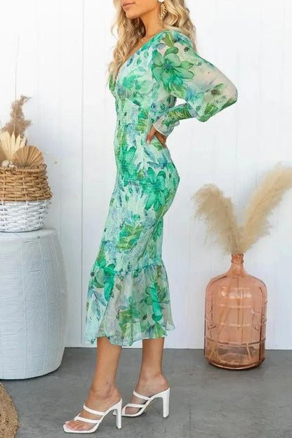 Isla - Vestido Midi con Volantes Florales