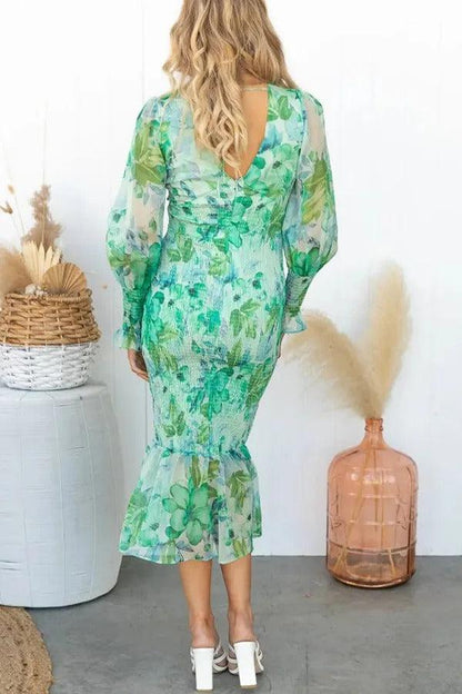 Isla - Vestido Midi con Volantes Florales