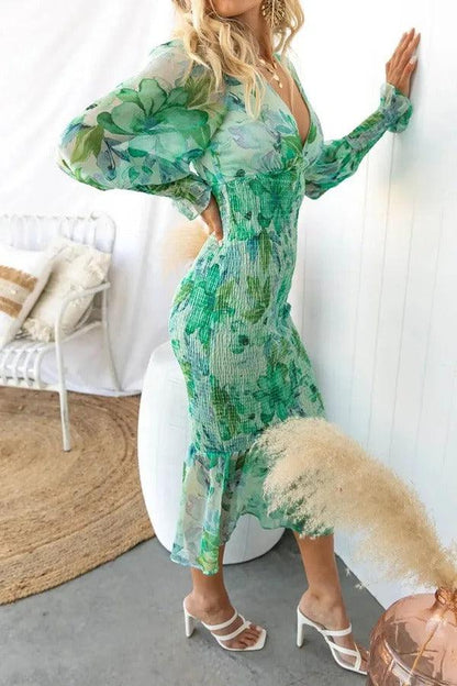 Isla - Vestido Midi con Volantes Florales