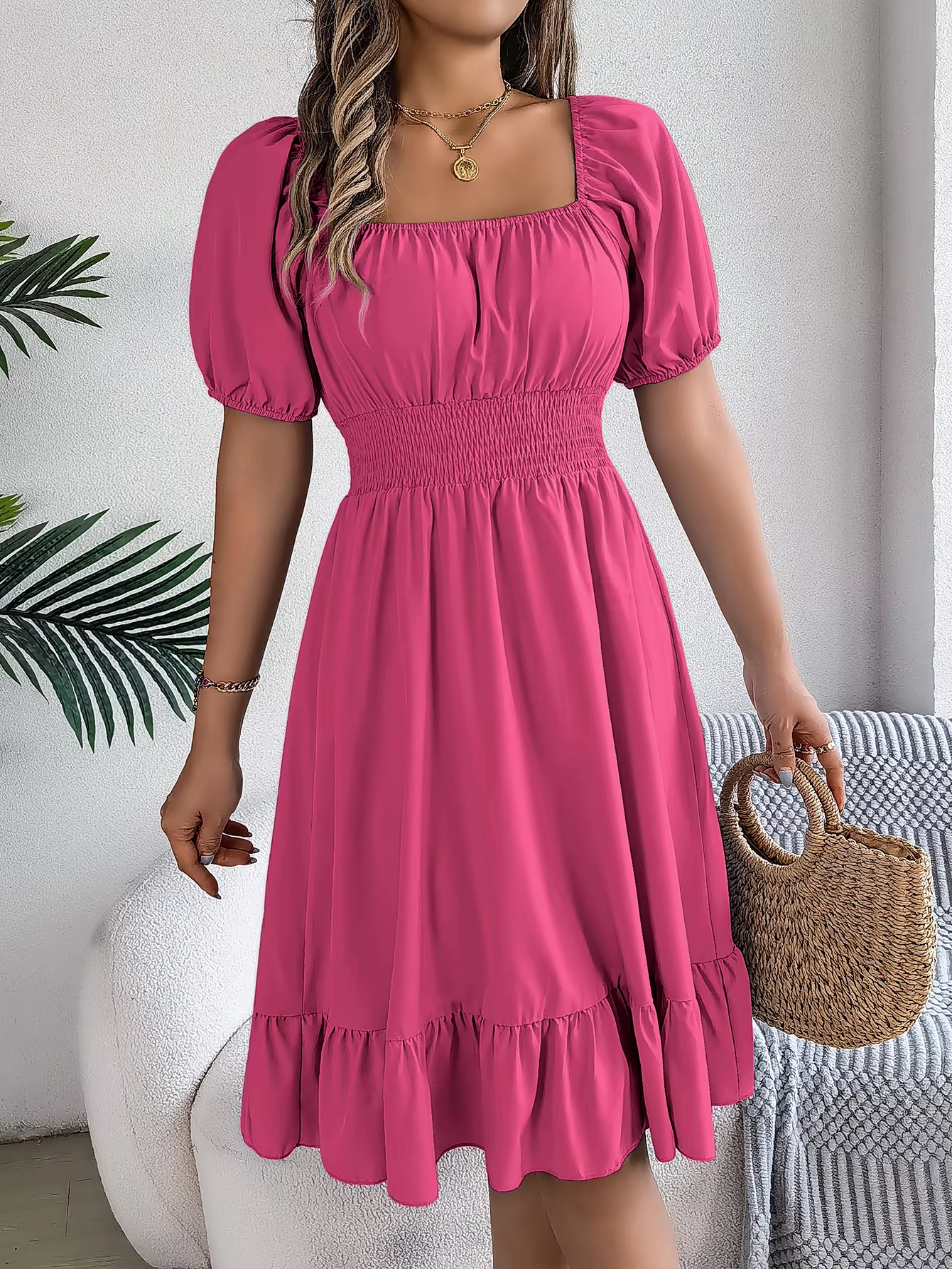 Riley™ - Vestido de Lino con Manga Corta y Escote en V Estiloso