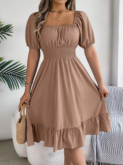 Riley™ - Vestido de lino con cuello en V y mangas cortas elegante