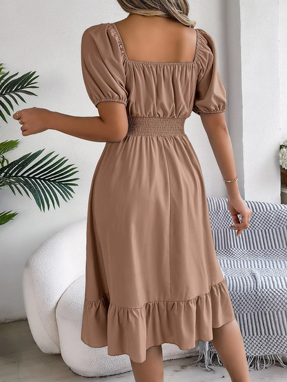 Riley™ - Vestido de Lino con Manga Corta y Escote en V Estiloso