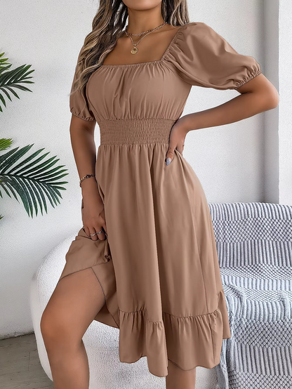 Riley™ - Vestido de Lino con Manga Corta y Escote en V Estiloso