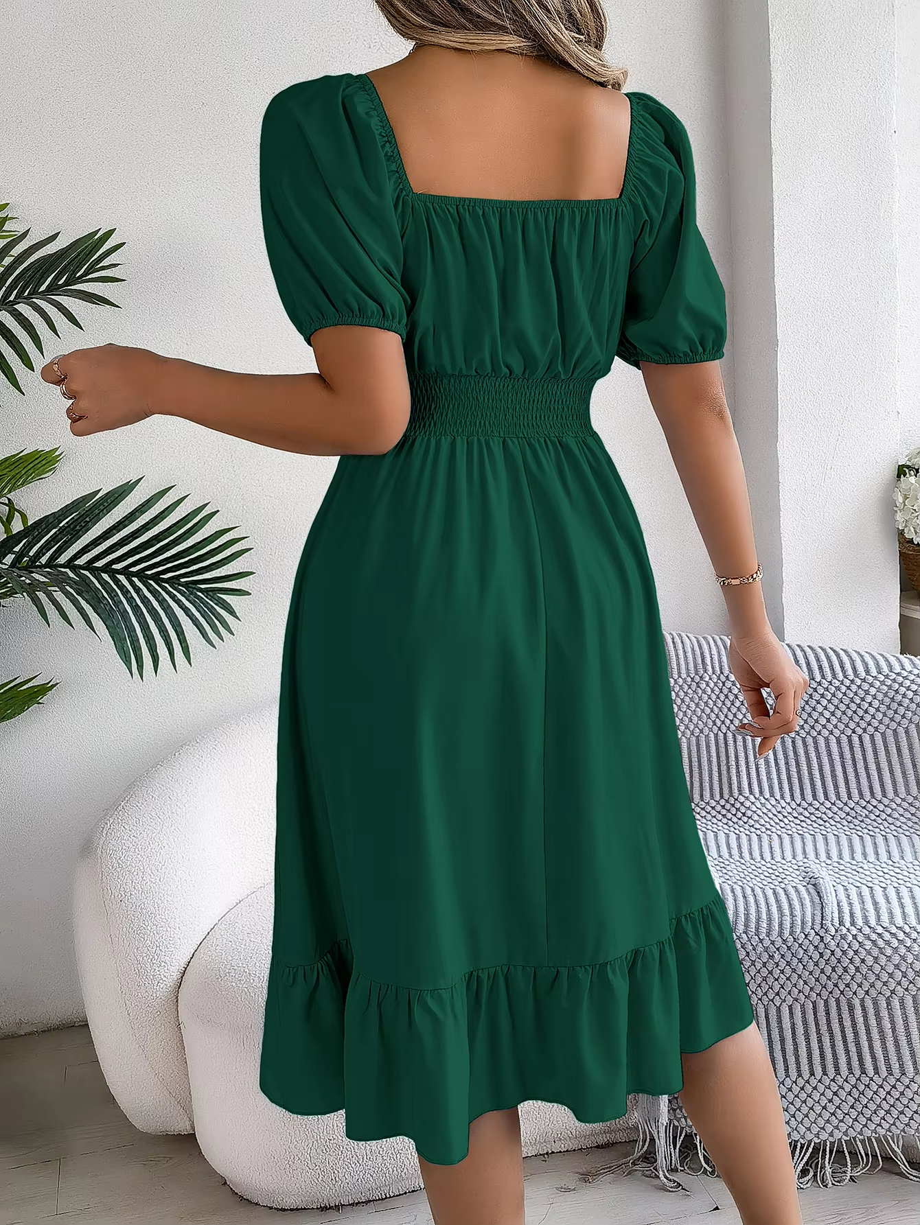 Riley™ - Vestido de Lino con Manga Corta y Escote en V Estiloso