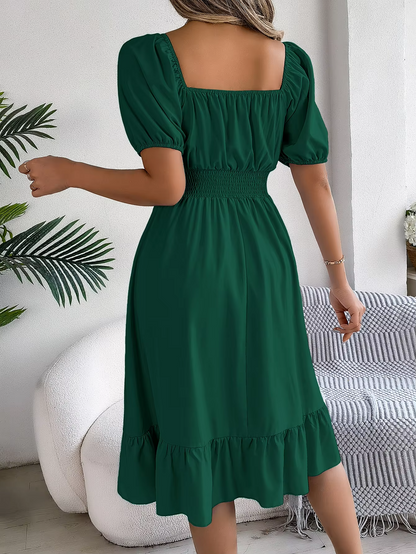 Riley™ - Vestido de Lino con Manga Corta y Escote en V Estiloso