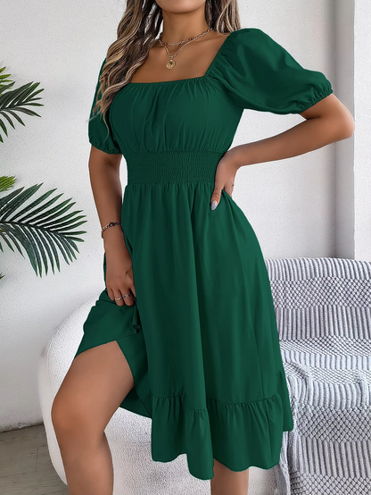 Riley™ - Vestido de lino con cuello en V y mangas cortas elegante