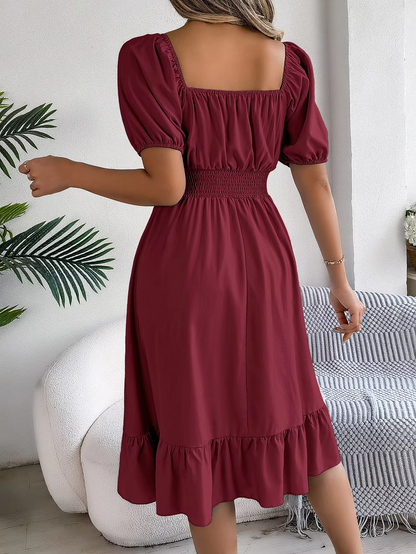 Riley™ - Vestido de lino con cuello en V y mangas cortas elegante
