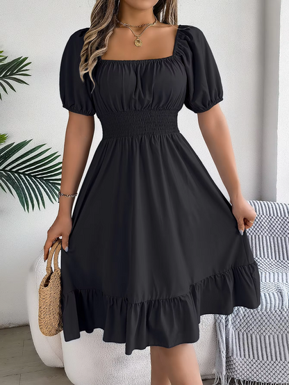 Riley™ - Vestido de lino con cuello en V y mangas cortas elegante