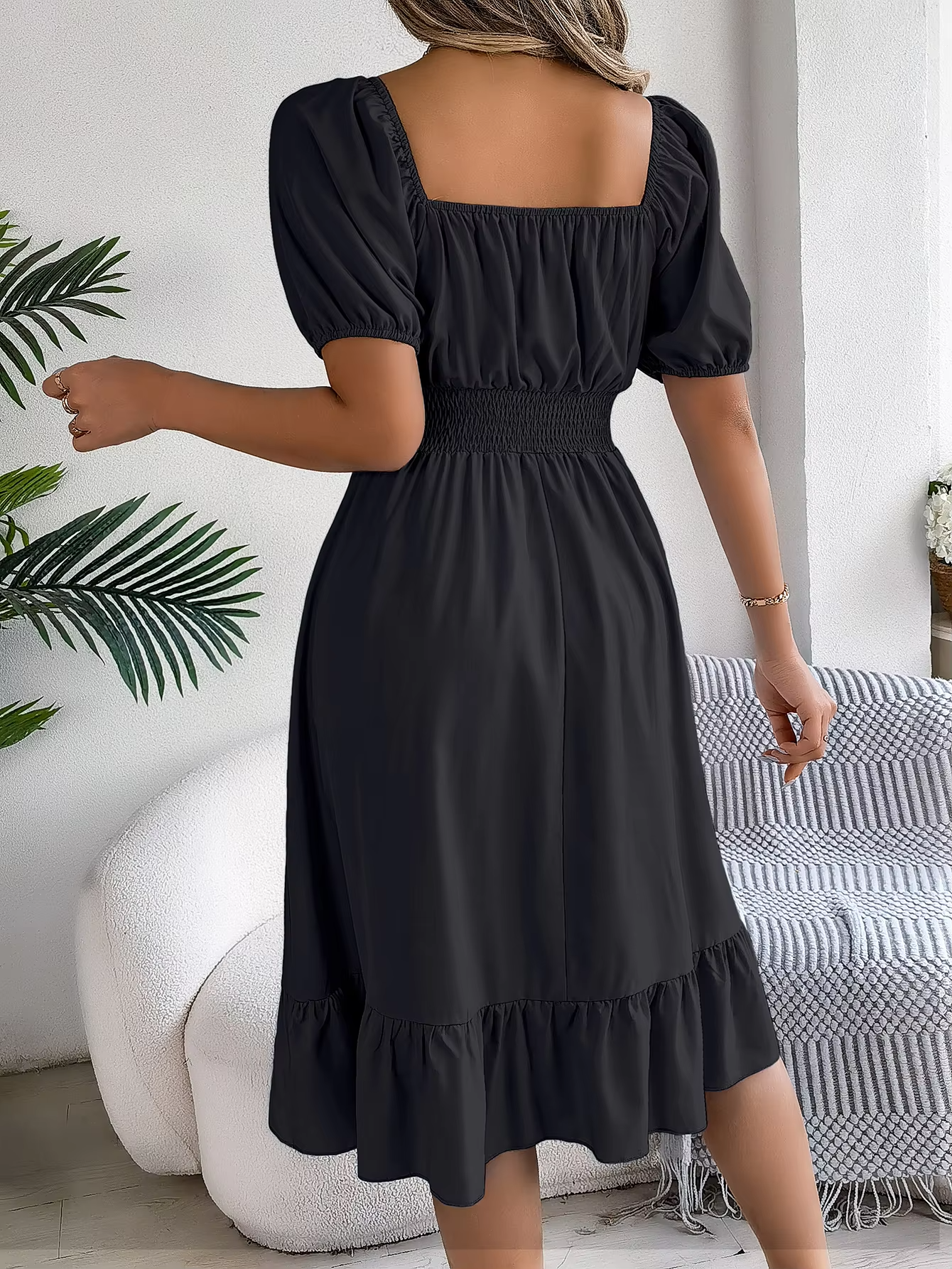 Riley™ - Vestido de lino con cuello en V y mangas cortas elegante