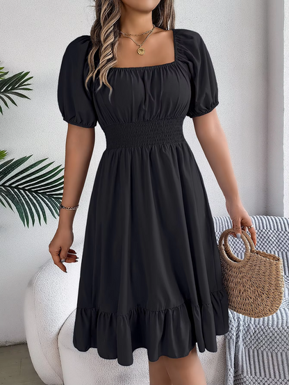 Riley™ - Vestido de Lino con Manga Corta y Escote en V Estiloso